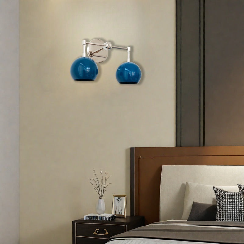 Navy Wall Light - Double Ball Bath Vanity Mirror Wall Sconce