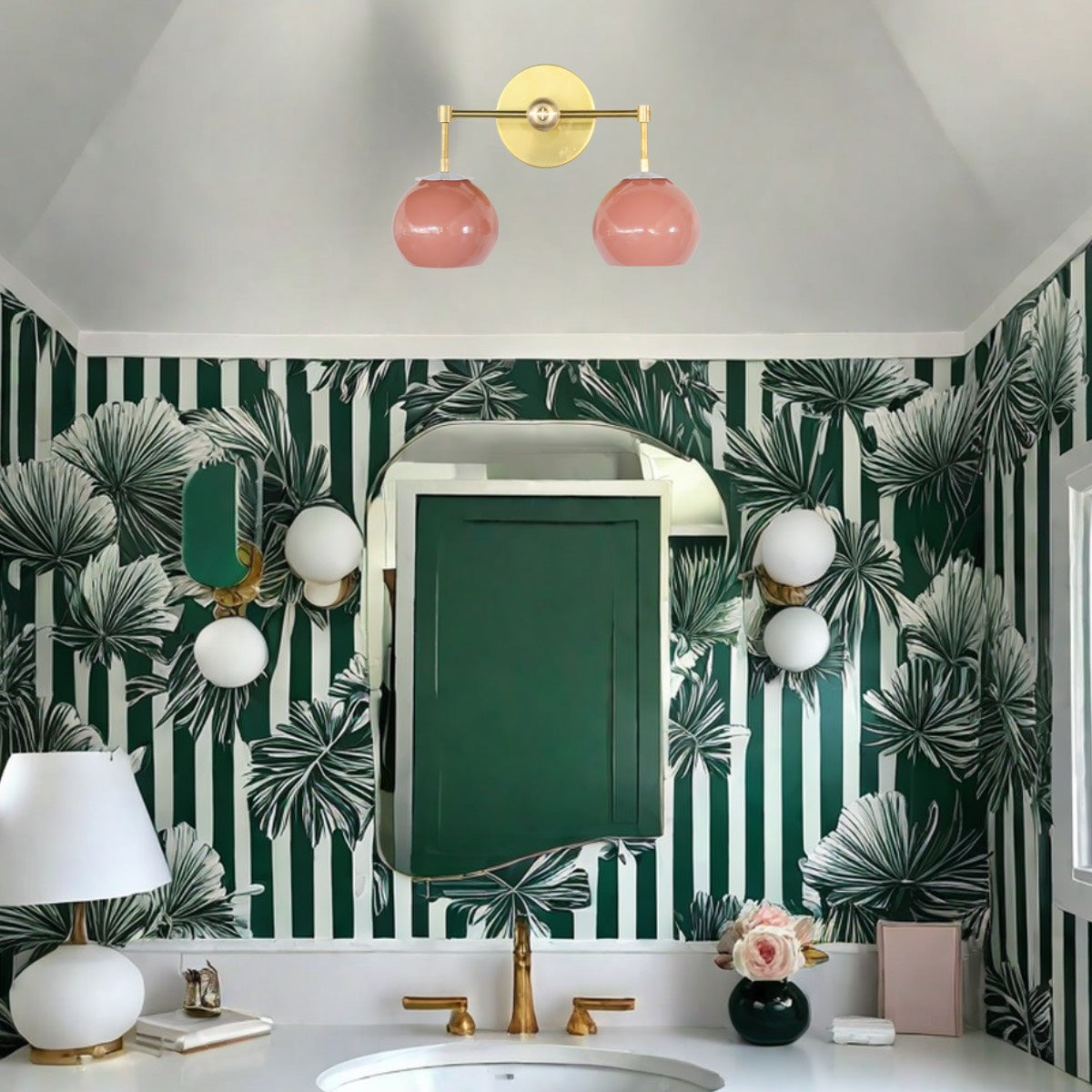 Daisy Wall Sconce - Double Globe Bubble Metal Multicolor Bath Light