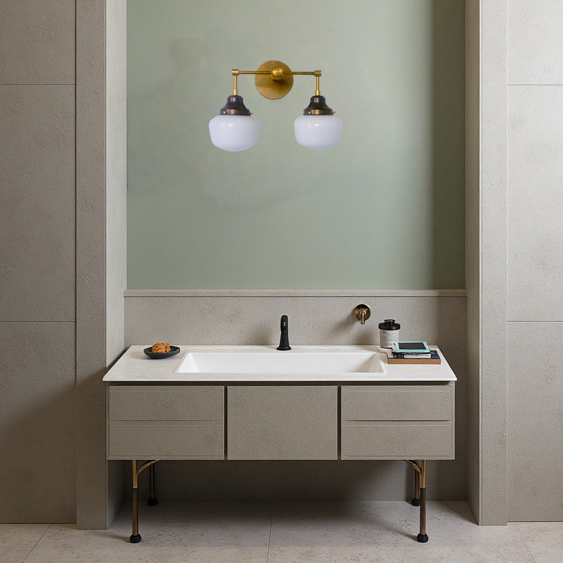 Double McMain Wall Sconce - Metal Glass Bubble Pop Vanity Wall Light