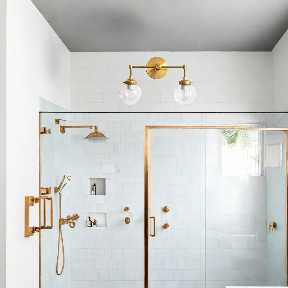 Cohen Two-Light Sconce - Double Head Glass Bathroom Wall Light