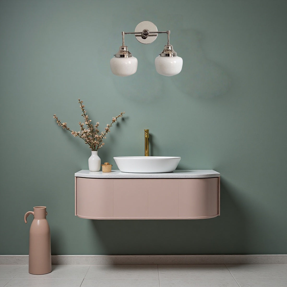 Double McMain Wall Sconce - Metal Glass Bubble Pop Vanity Wall Light