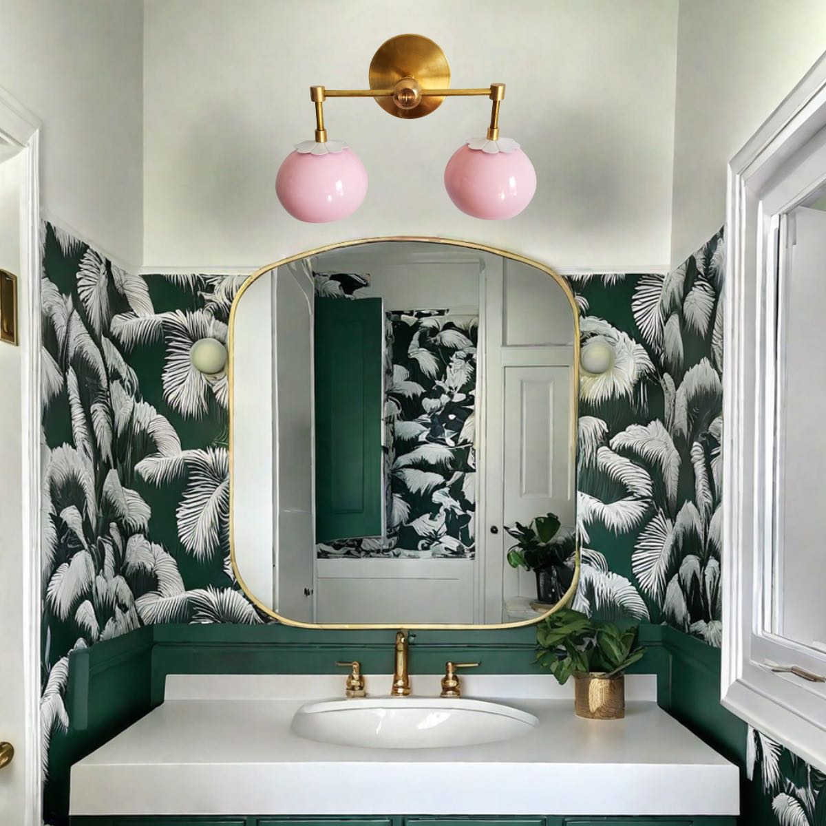 Daisy Wall Sconce - Double Globe Bubble Metal Multicolor Bath Light