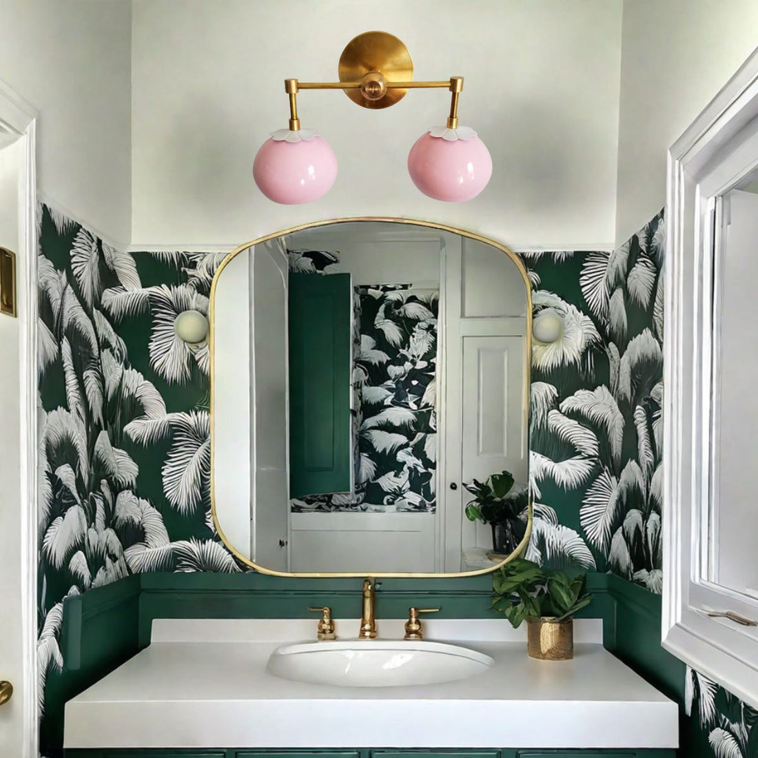 Daisy Loa Wall Sconce - Double Globe Bubble Metal Multicolor Bath Light