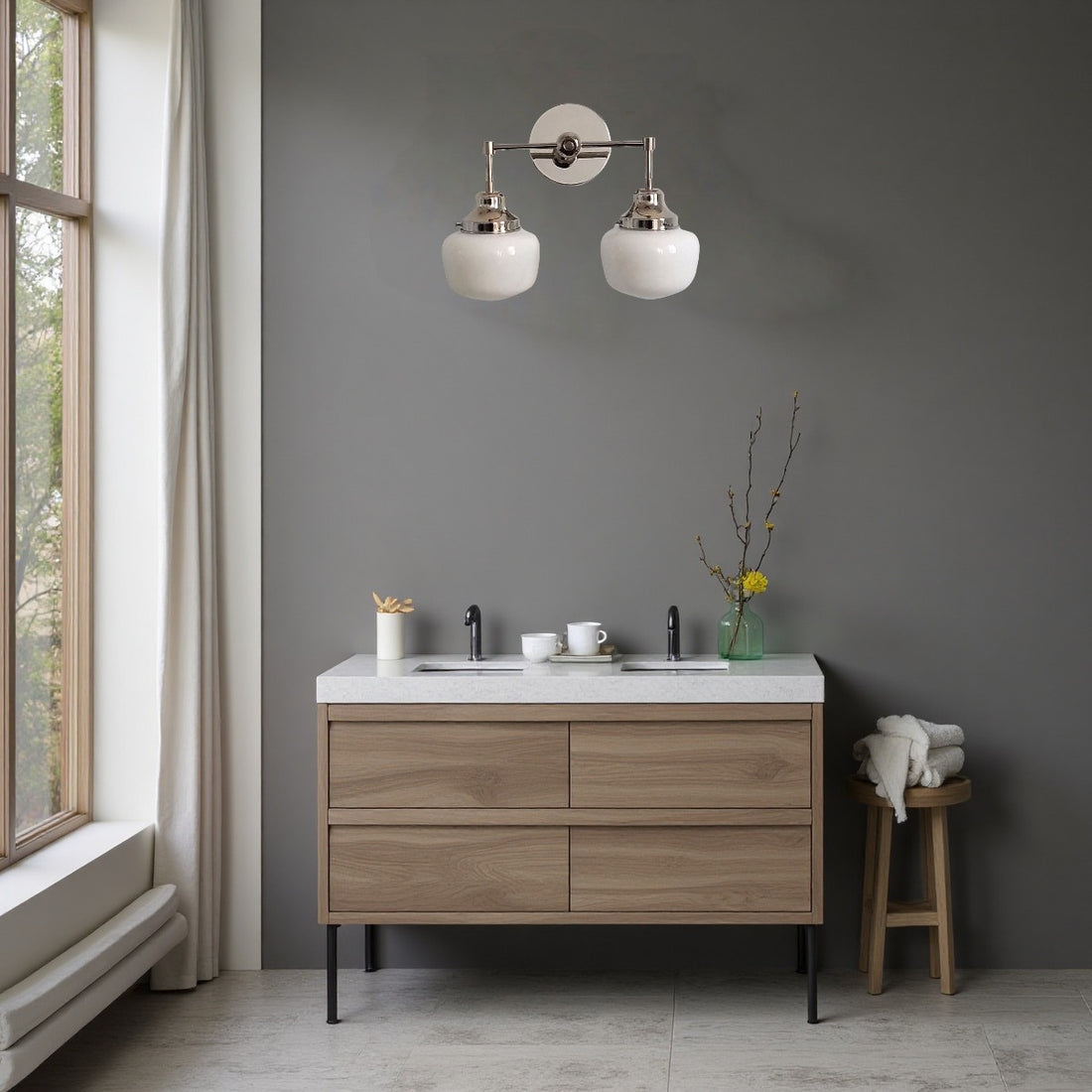Double McMain Wall Sconce - Metal Glass Bubble Pop Vanity Wall Light