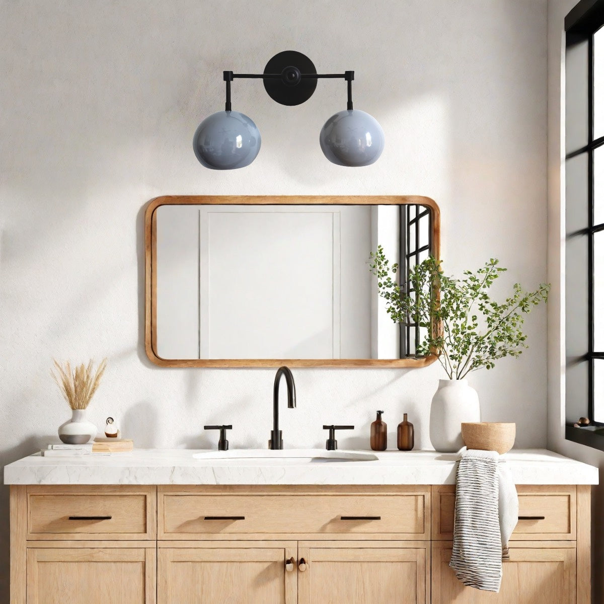 Grey Shades Sconce - Double Head Vanity Bathroom Wall Light