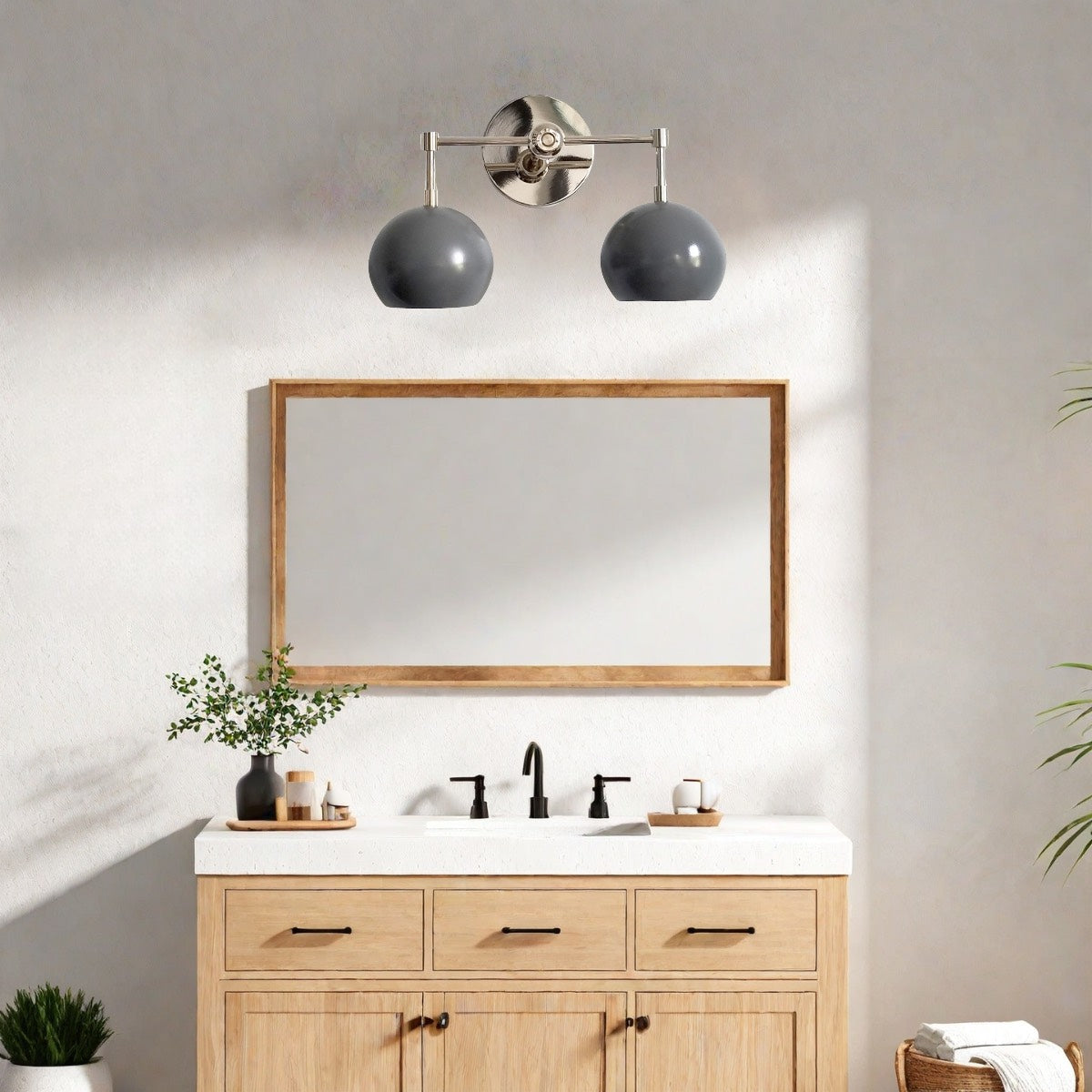 Grey Shades Sconce - Double Head Vanity Bathroom Wall Light