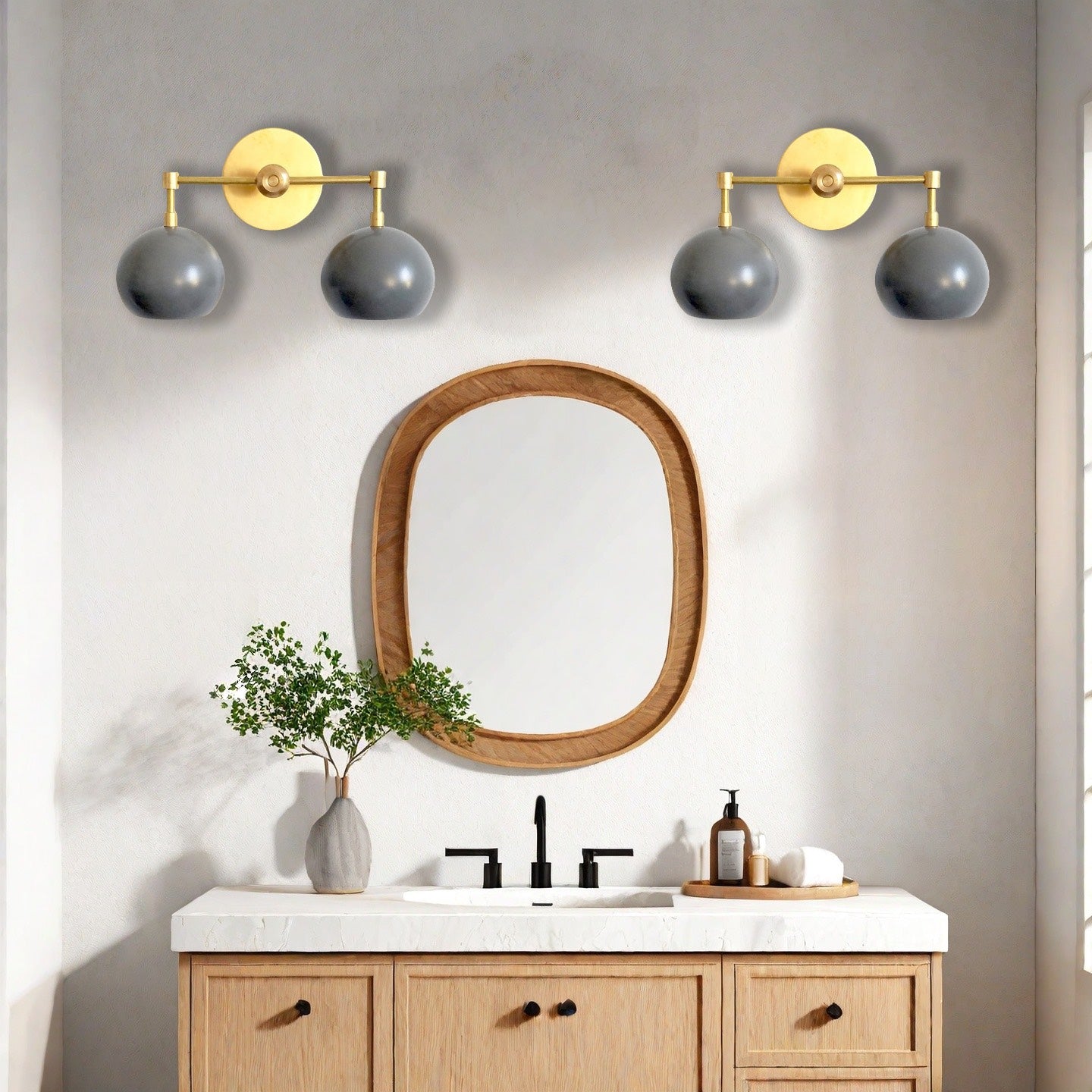 Grey Shades Sconce - Double Head Vanity Bathroom Wall Light