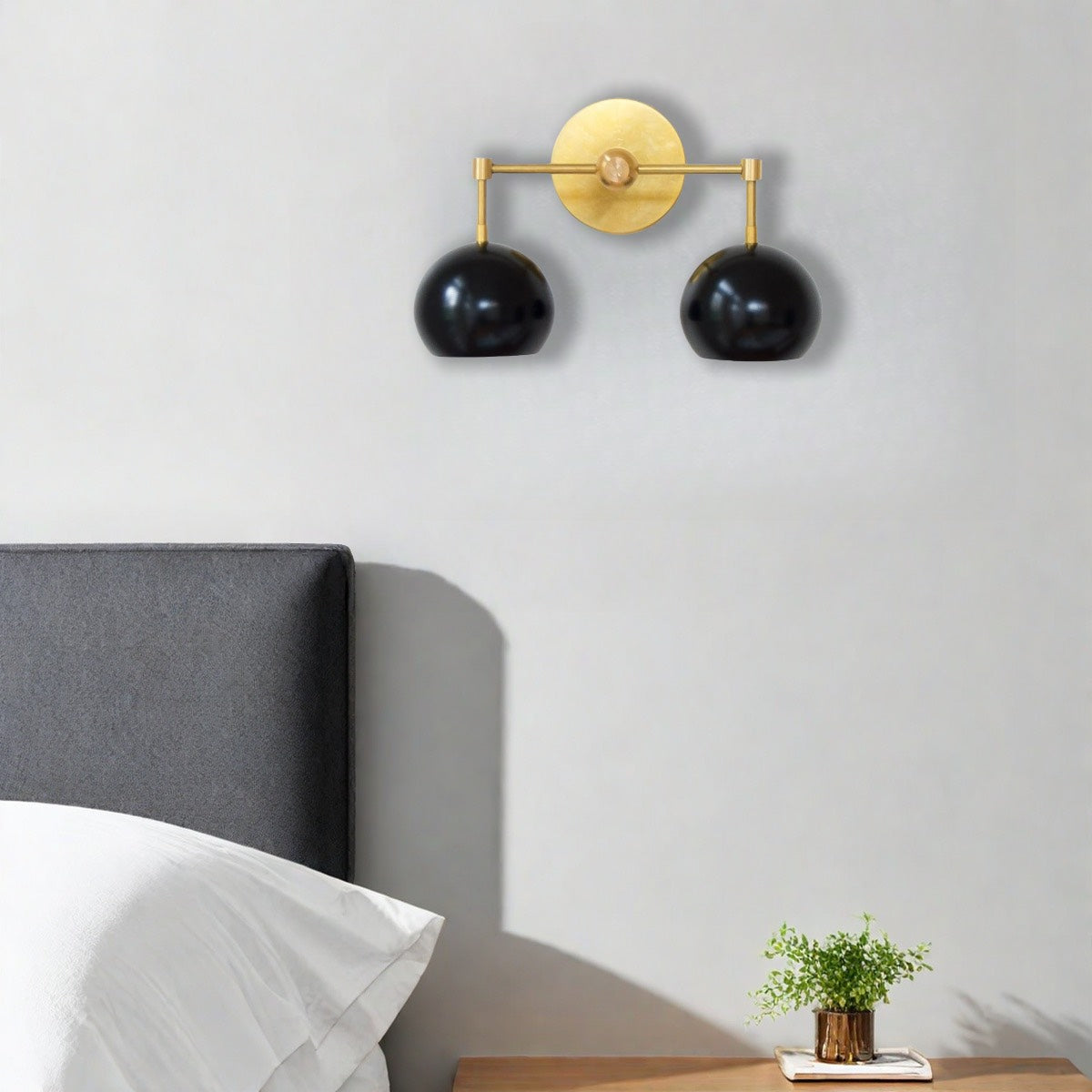 Black Shades Sconce - Double Head Matte Vanity Wall Light For Bedroom