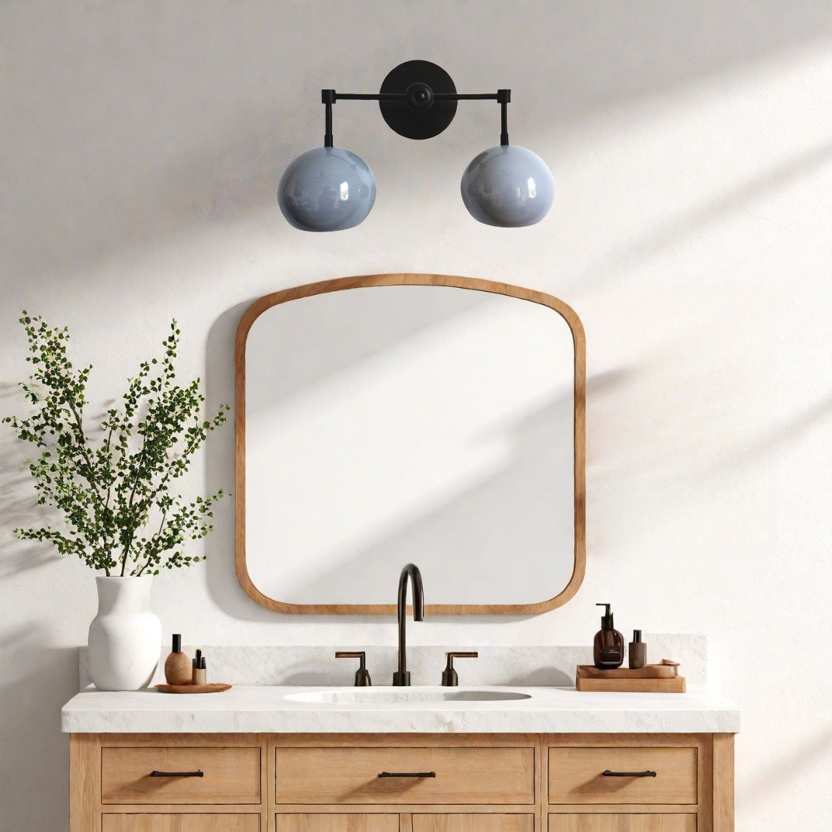 Grey Shades Sconce - Double Head Vanity Bathroom Wall Light