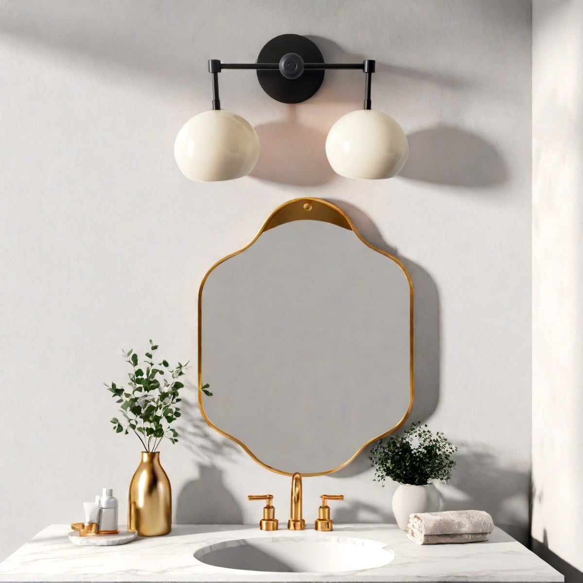 White Shades Wall Sconce - Double Head Vanity Bathroom Light