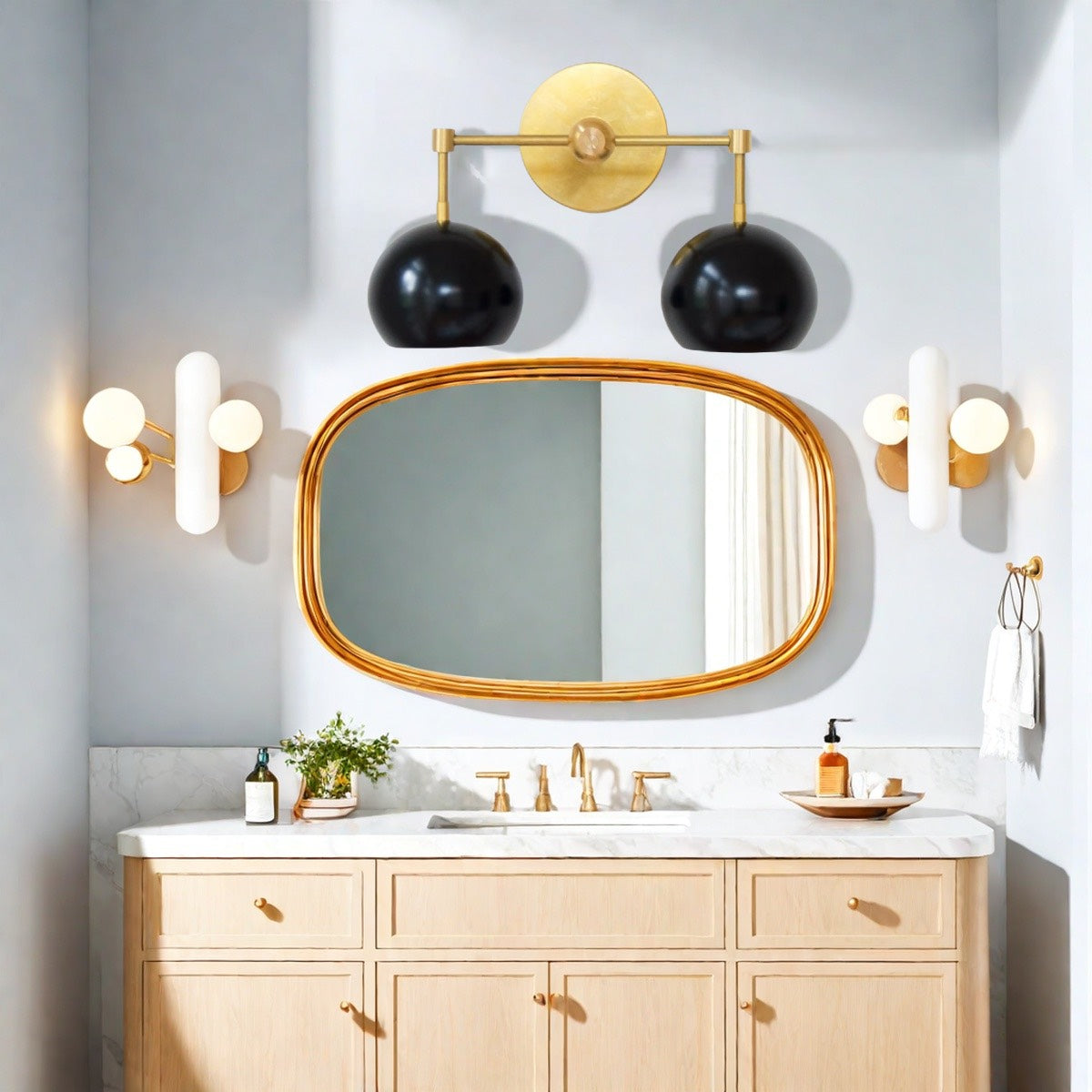 Black Shades Sconce - Double Head Matte Vanity Wall Light For Bedroom