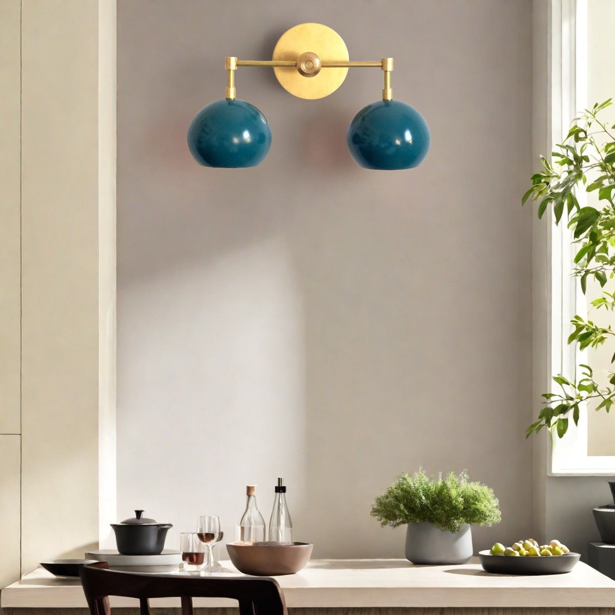 Navy Wall Light - Double Ball Bath Vanity Mirror Wall Sconce