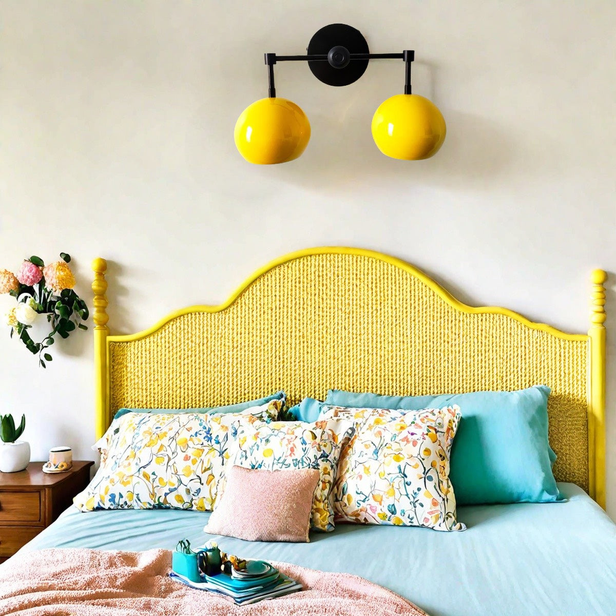 Sunshine Yellow Shades Sconce - Bubble Pop Vanity Wall Light For Bedroom