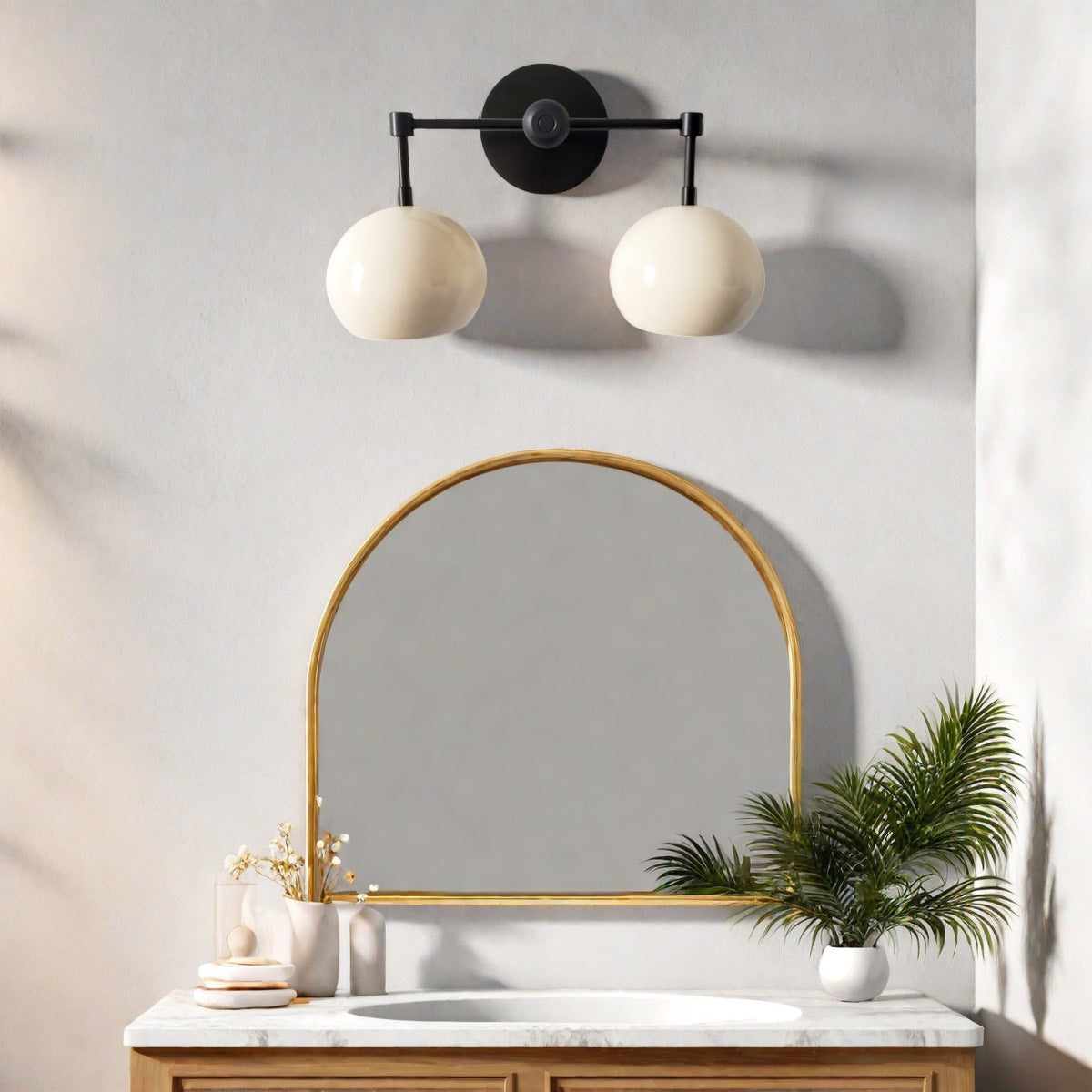 White Shades Wall Sconce - Double Head Vanity Bathroom Light
