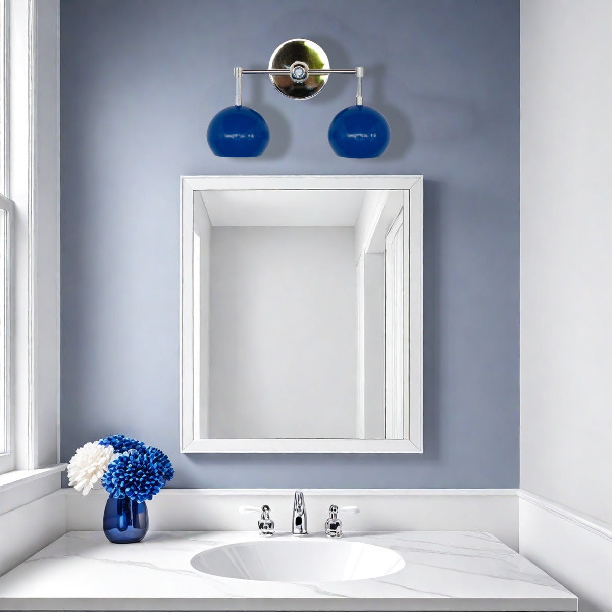 Navy Wall Light - Double Ball Bath Vanity Mirror Wall Sconce