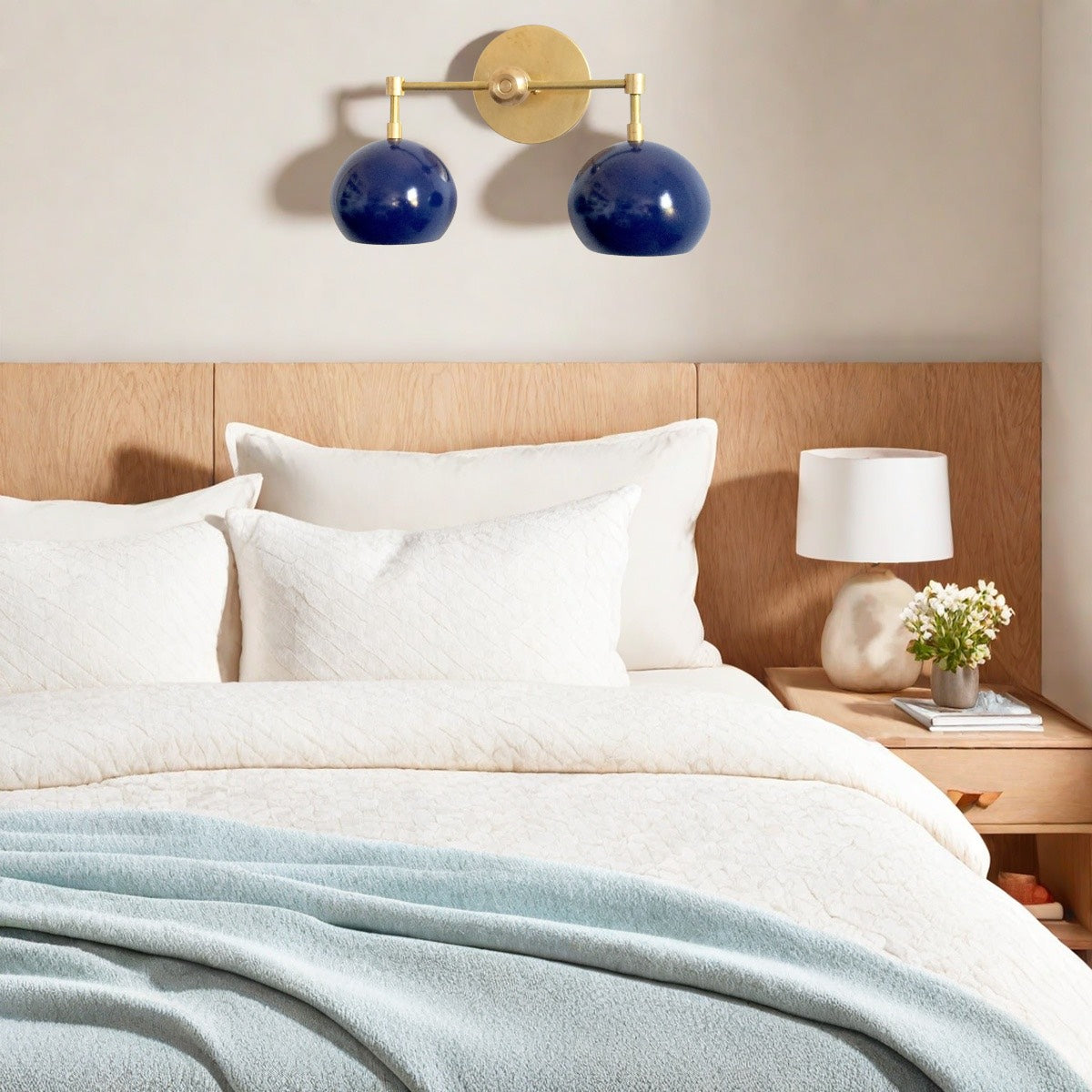 Navy Wall Light - Double Ball Bath Vanity Mirror Wall Sconce