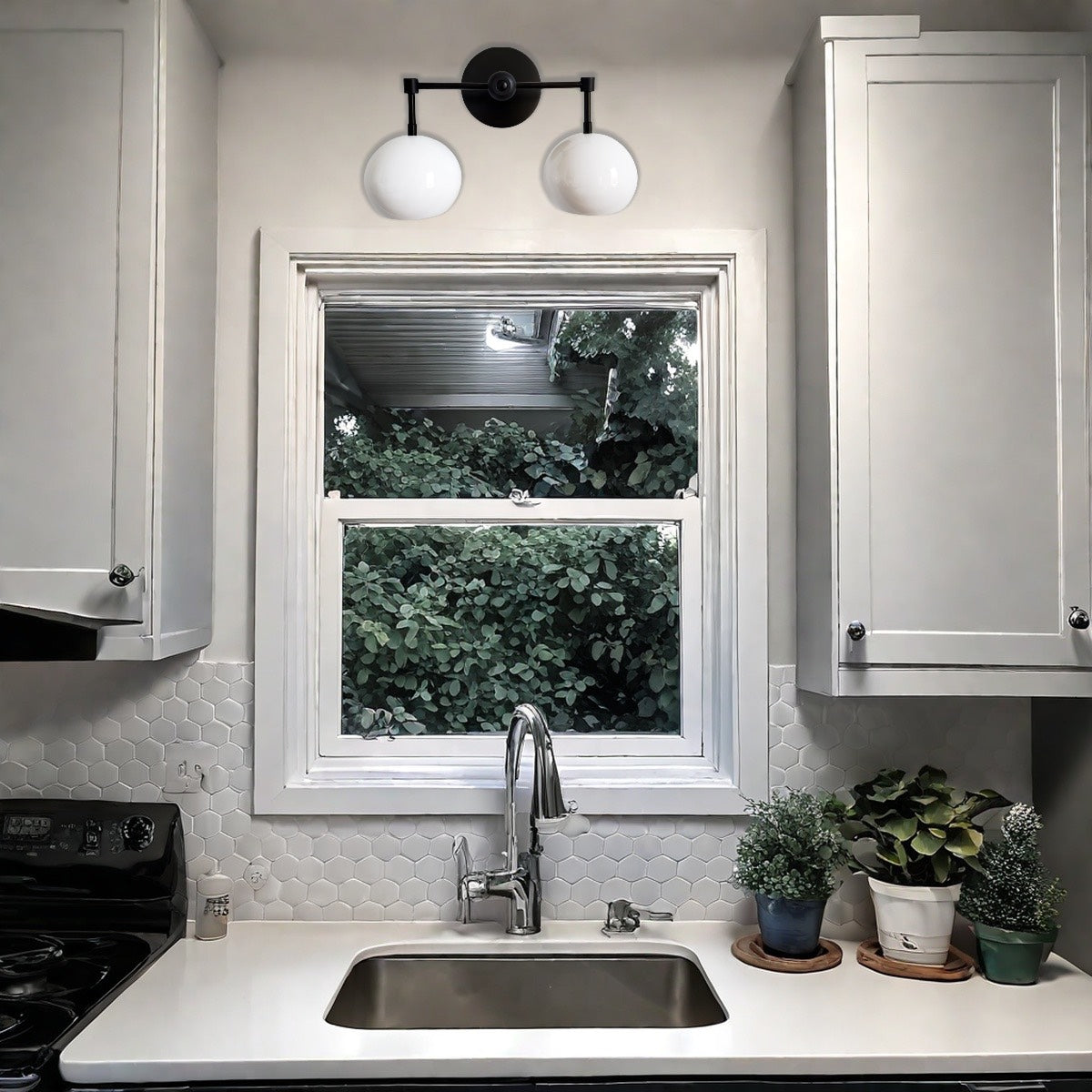 White Shades Wall Sconce - Double Head Vanity Bathroom Light