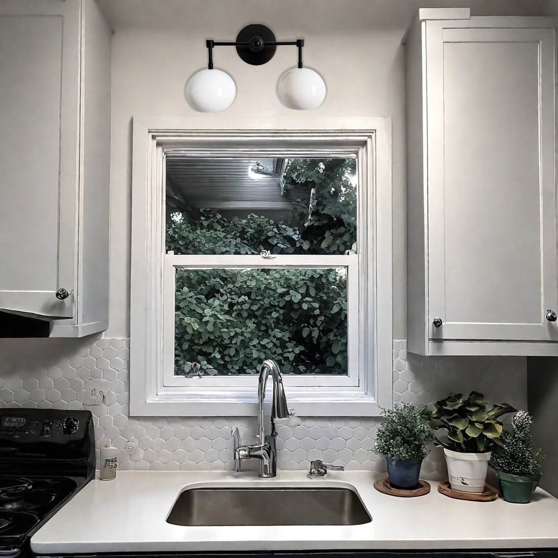 White Shades Loa Wall Sconce - Double Head Vanity Bathroom Light