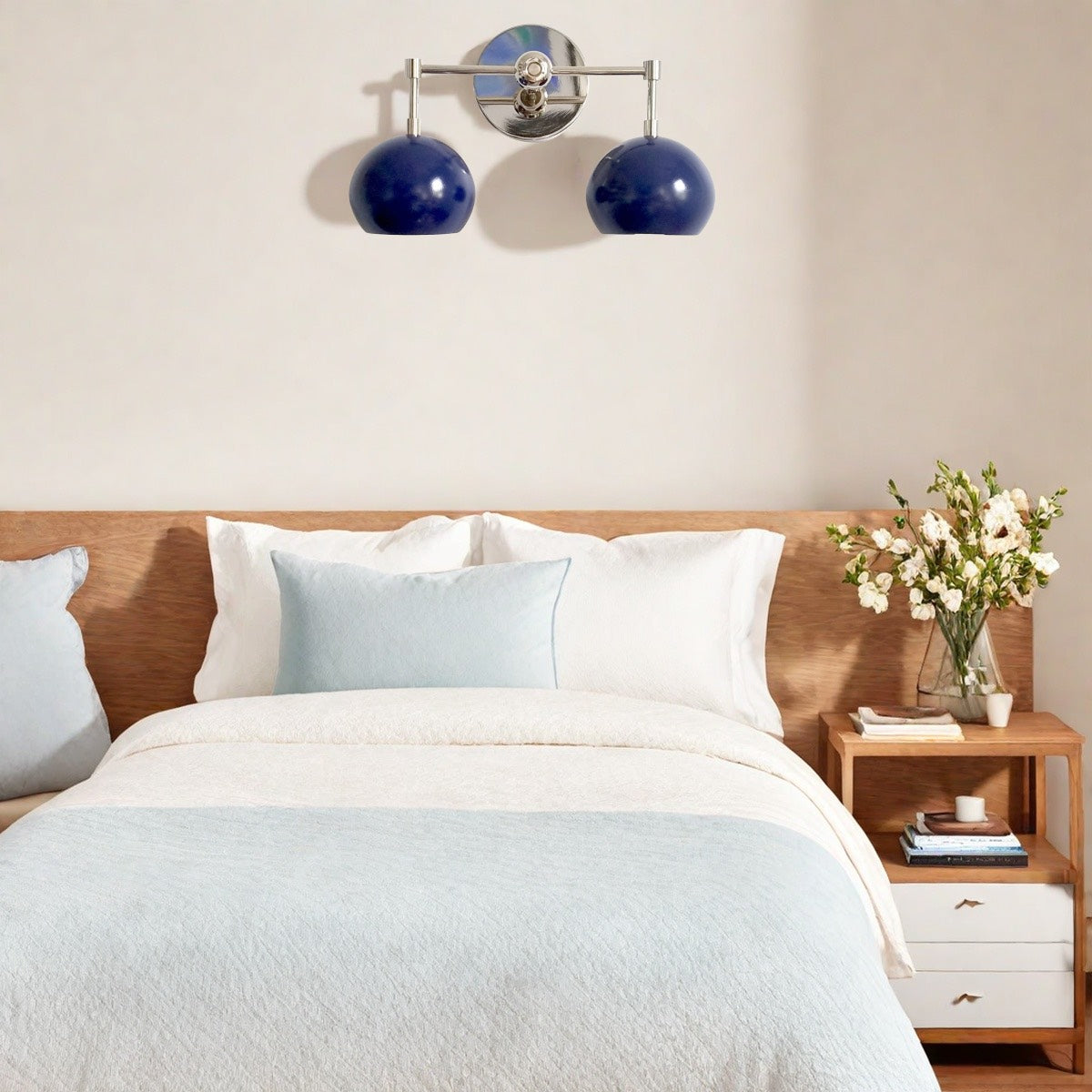 Navy Wall Light - Double Ball Bath Vanity Mirror Wall Sconce