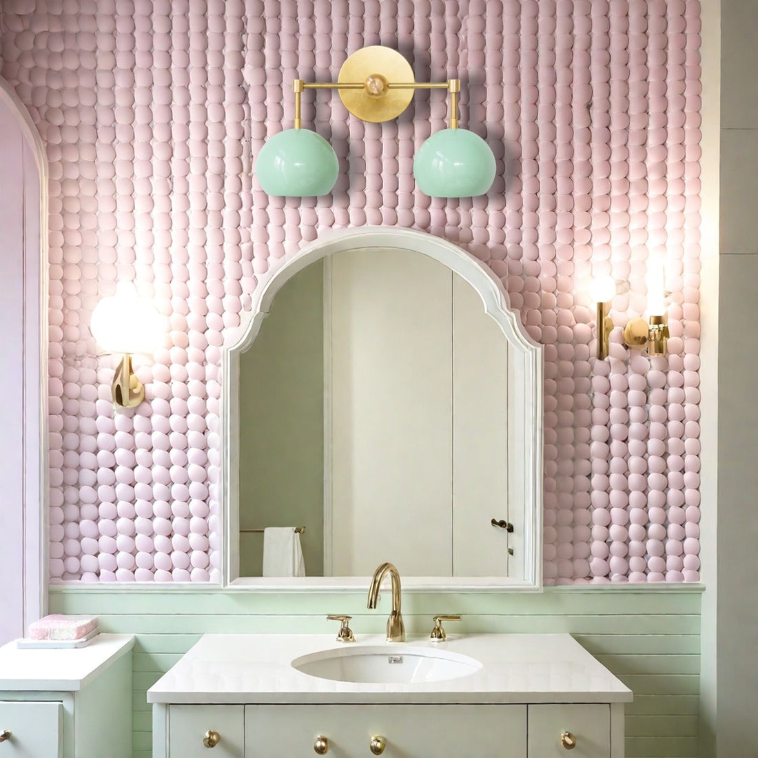 Spring Green Shades Loa Sconce - Double Bubble Pop Vanity Wall Light