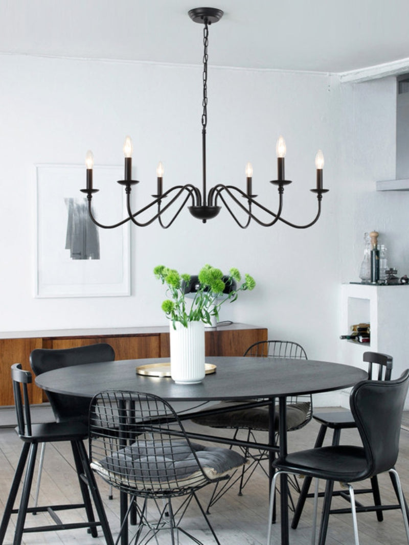 American Simple Vintage Iron Candle Shaped Multi-Head Chandelier