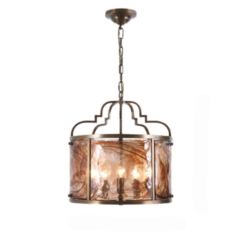 American Classical Birdcage Glass Chandelier With Retro Cylindrical Copper Frame For Living Room  1