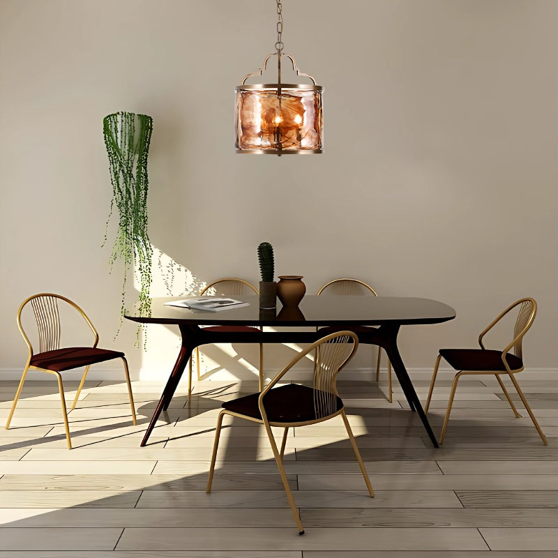 American Classical Birdcage Glass Chandelier With Retro Cylindrical Copper Frame For Living Room  6
