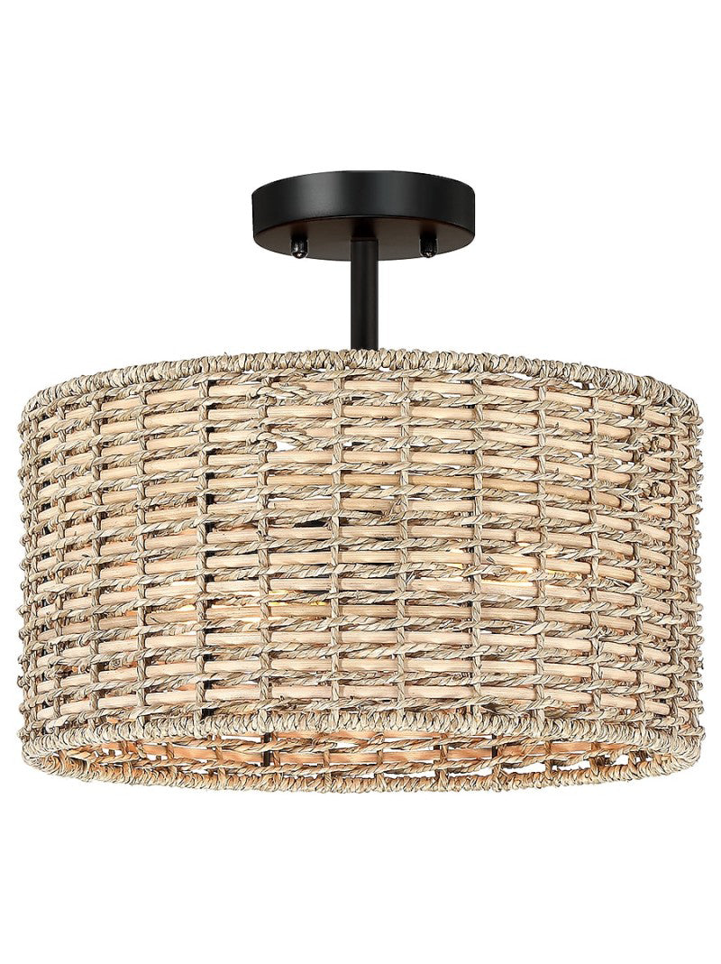 Bohemian Style 2-Light Semi Flush Mount Ceiling Light
