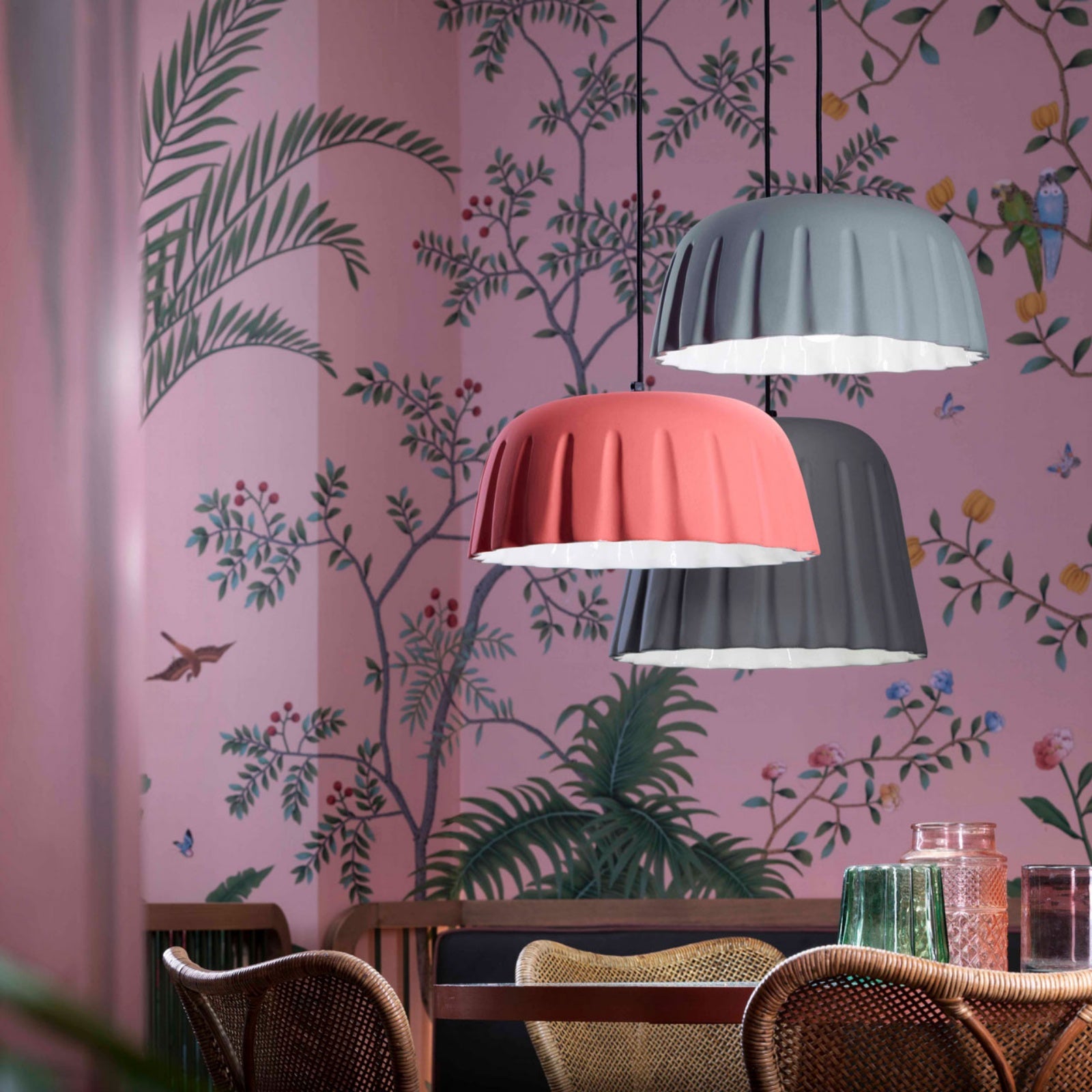 Contemporary Pudding Inspired Design Ceramic Pendant Lamp