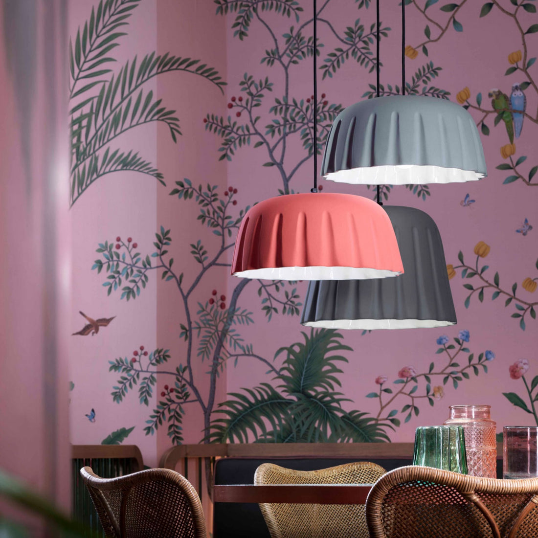 Contemporary Pudding Inspired Design Ceramic Pendant Lamp