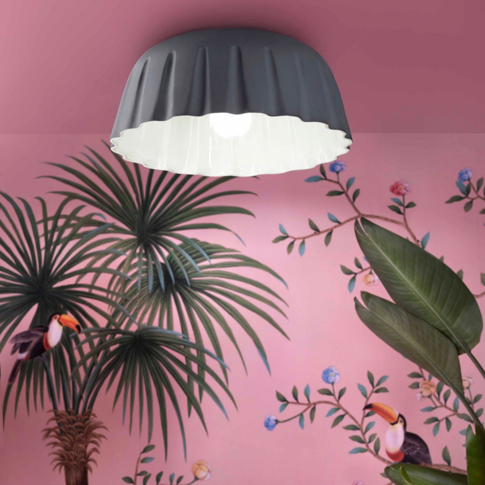 Elegant Ceramic Pudding Shape Ceiling Light Fixture