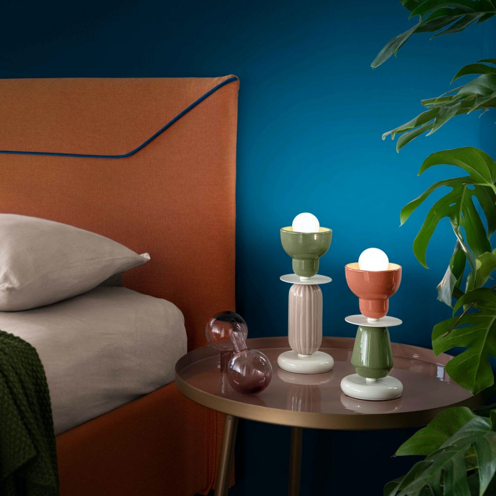 Eclectic Ceramic Table Lamp With Artistic Curves and Contrast