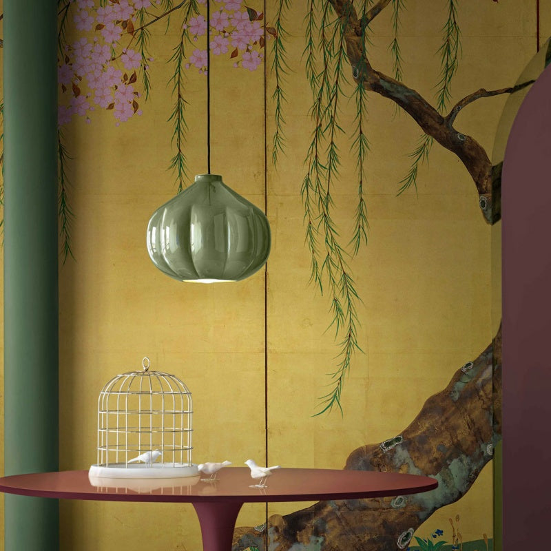 Contemporary Pendant Light with Glossy Ceramic Finish