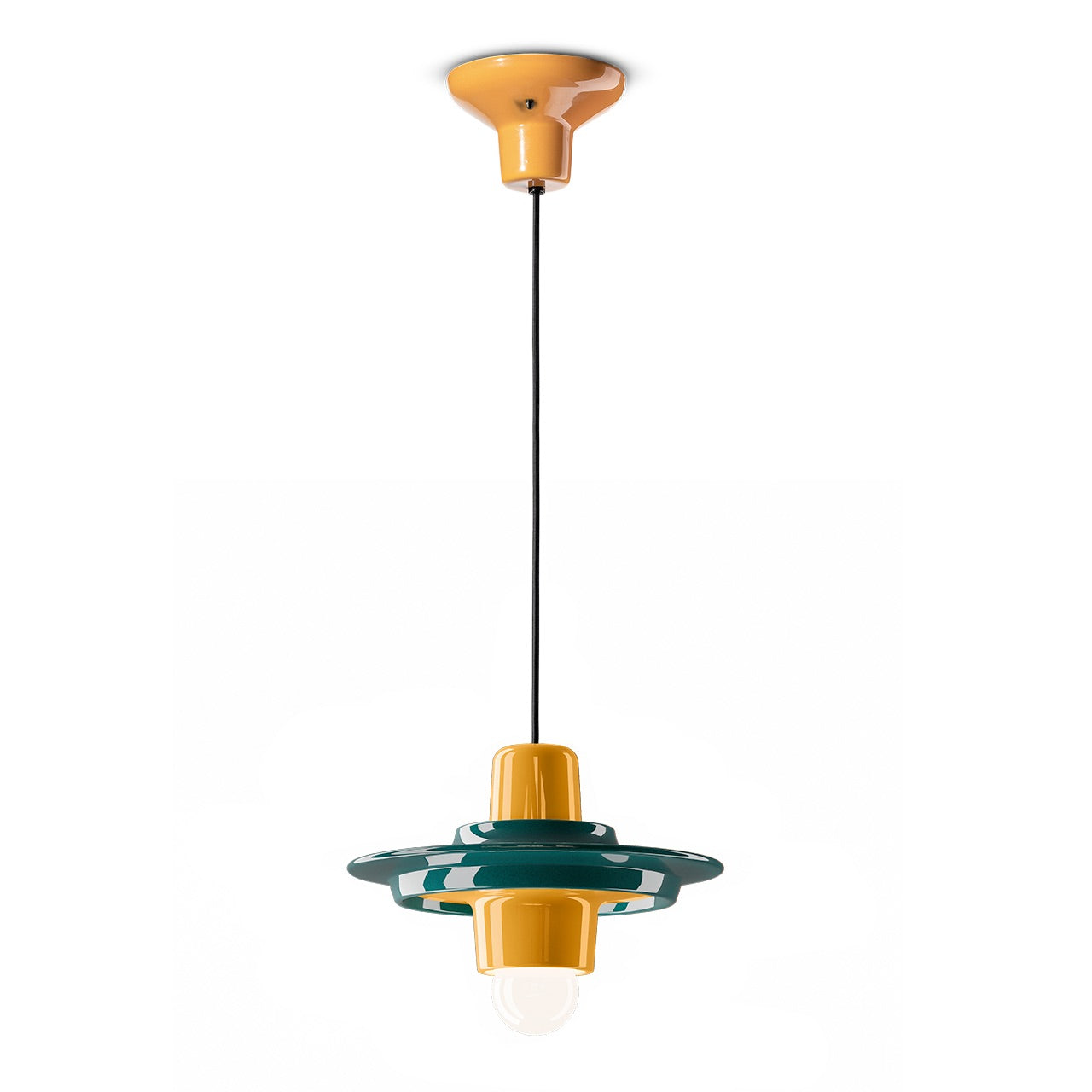 Contemporary Pendant Lamp – Glazed Ceramic With Bold Geometry