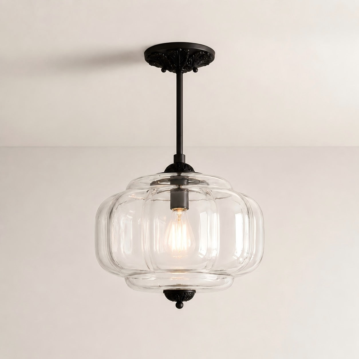 Antique Brass Green Glass Eloise Pendant Light