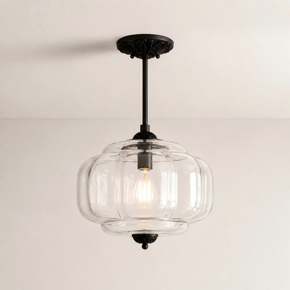 Antique Brass Green Glass Eloise Pendant Light