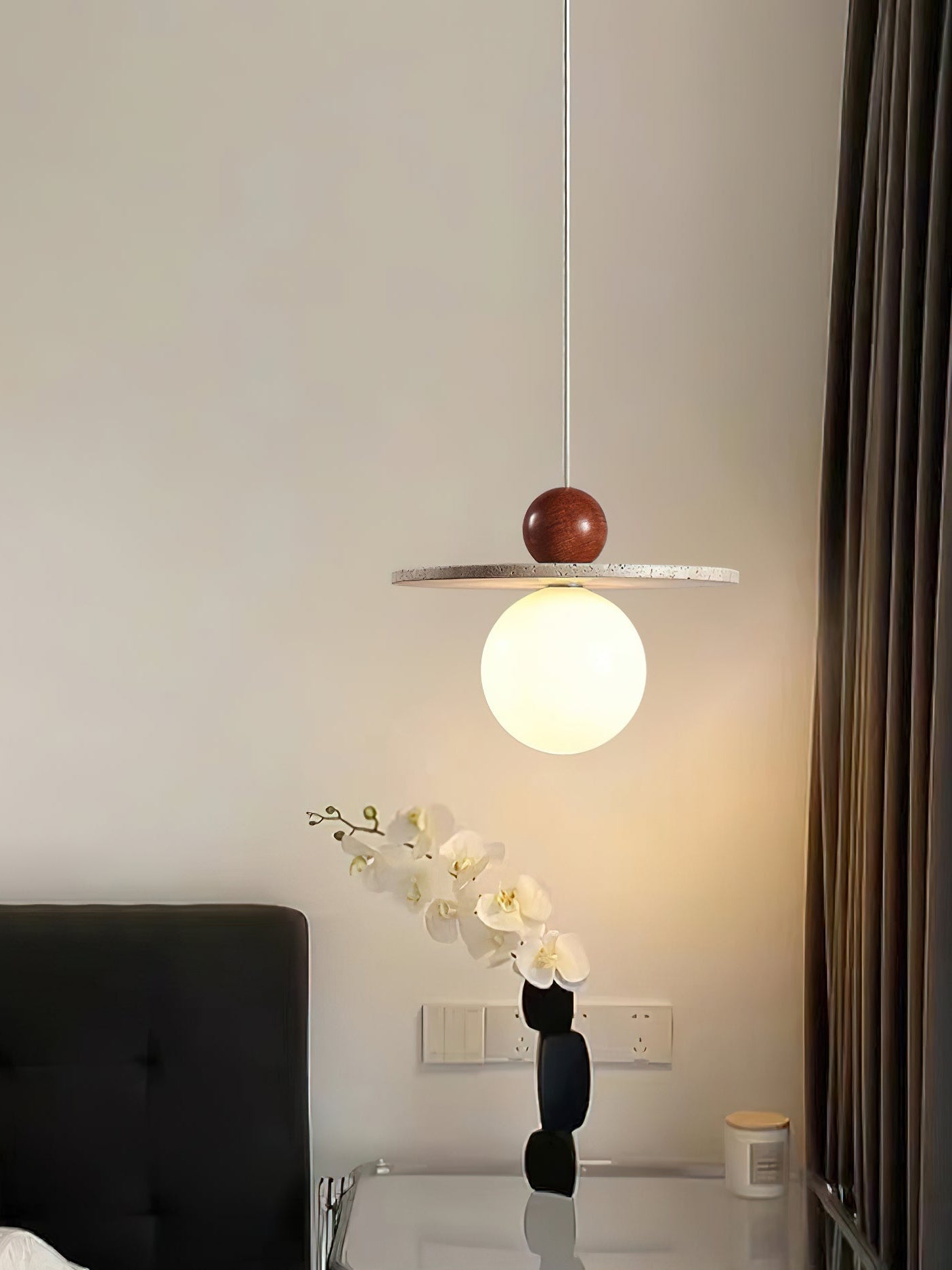 Cream Style Flying Disc Travertine Pendant Lamp