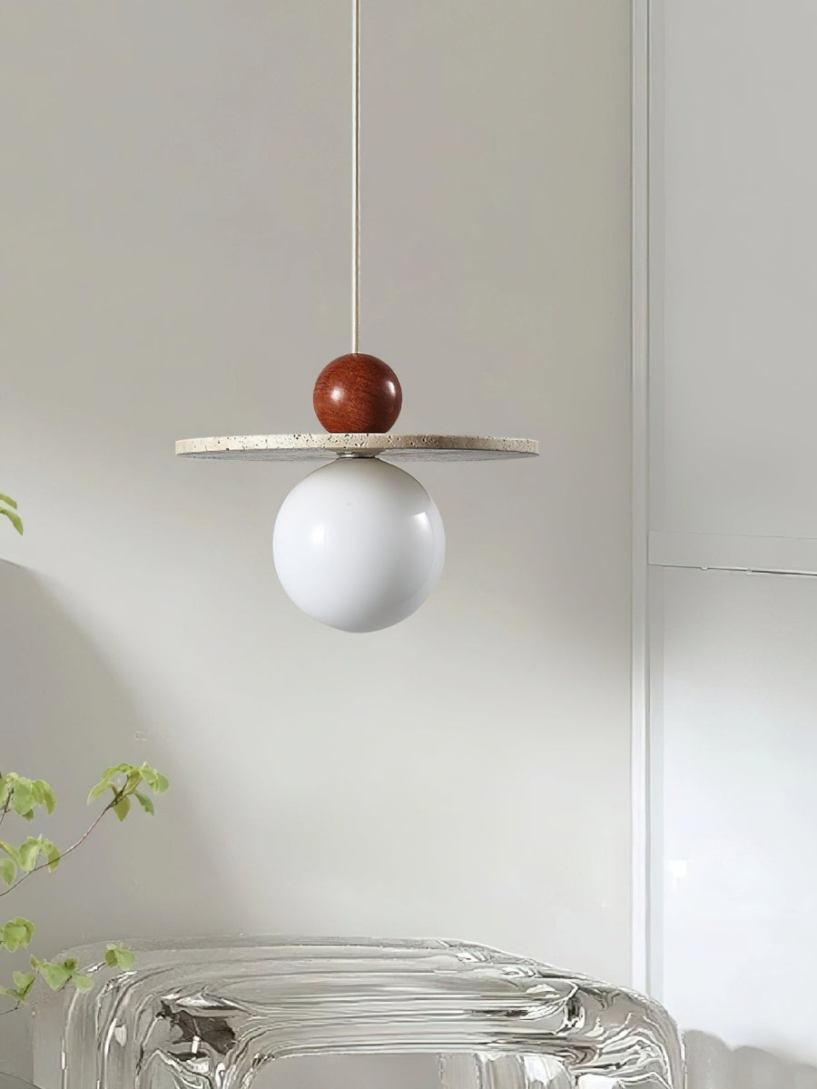 Cream Style Flying Disc Travertine Pendant Lamp
