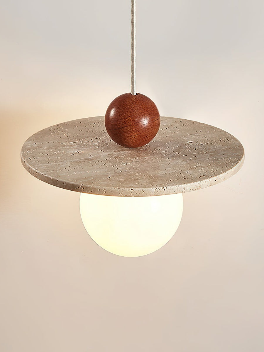 Cream Style Flying Disc Travertine Pendant Lamp