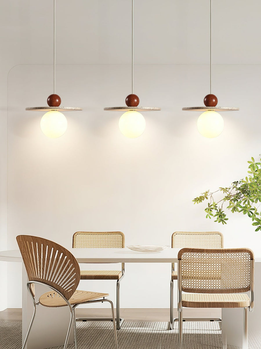 Cream Style Flying Disc Travertine Pendant Lamp