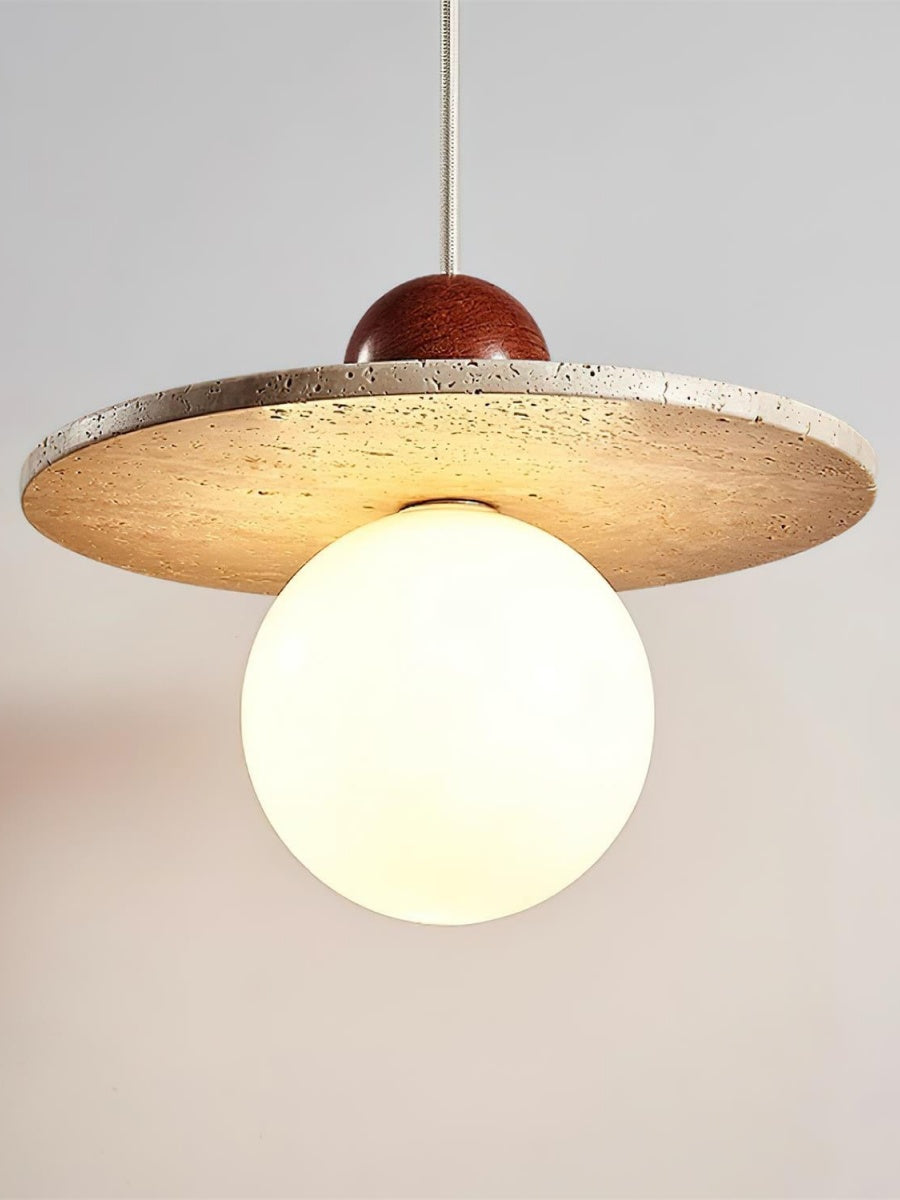 Cream Style Flying Disc Travertine Pendant Lamp