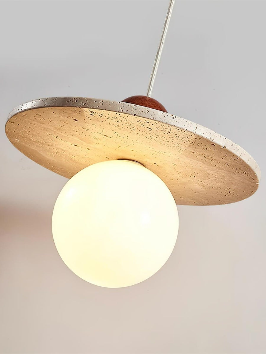 Cream Style Flying Disc Travertine Pendant Lamp