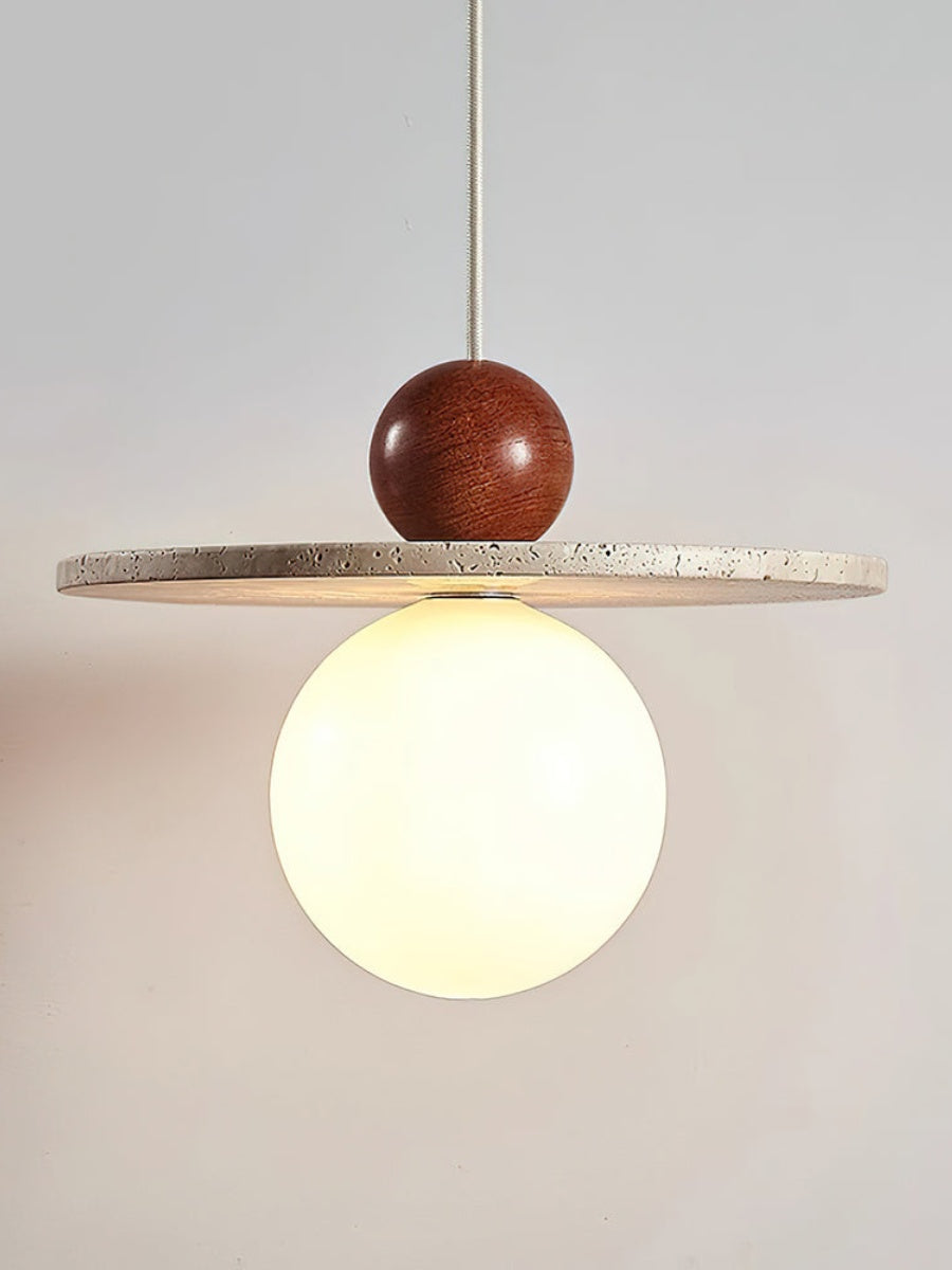 Cream Style Flying Disc Travertine Pendant Lamp