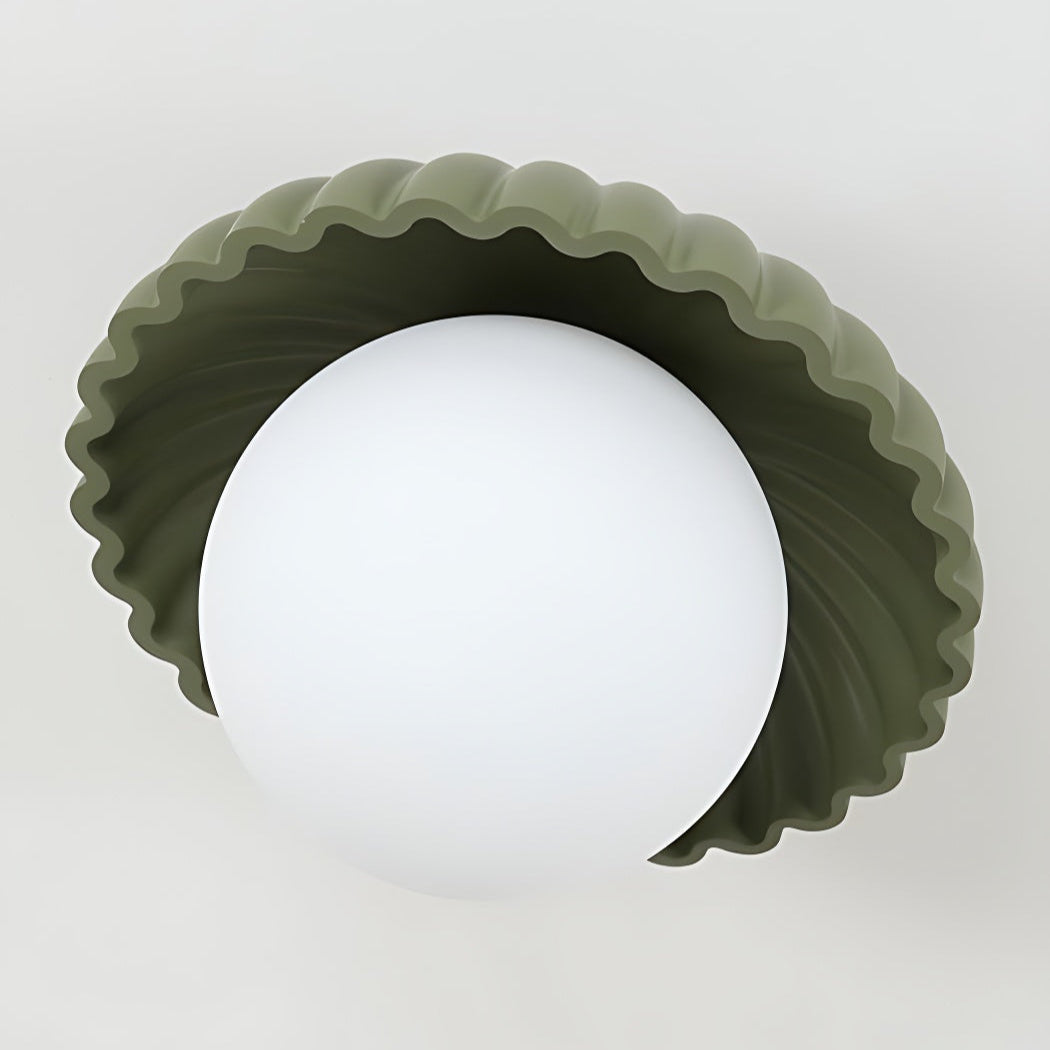 Modern Cream Alien Ceiling Light -  Flower Bud Stained Glass Flush Light