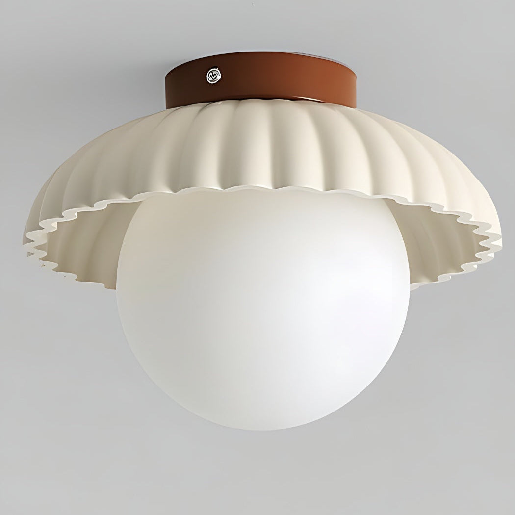 Modern Cream Alien Ceiling Light -  Flower Bud Stained Glass Flush Light