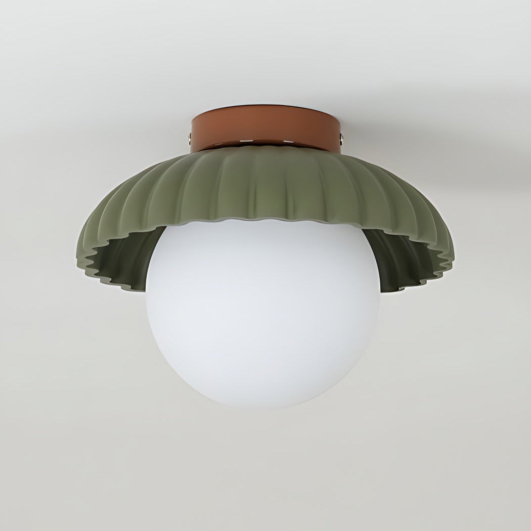 Modern Cream Alien Ceiling Light -  Flower Bud Stained Glass Flush Light