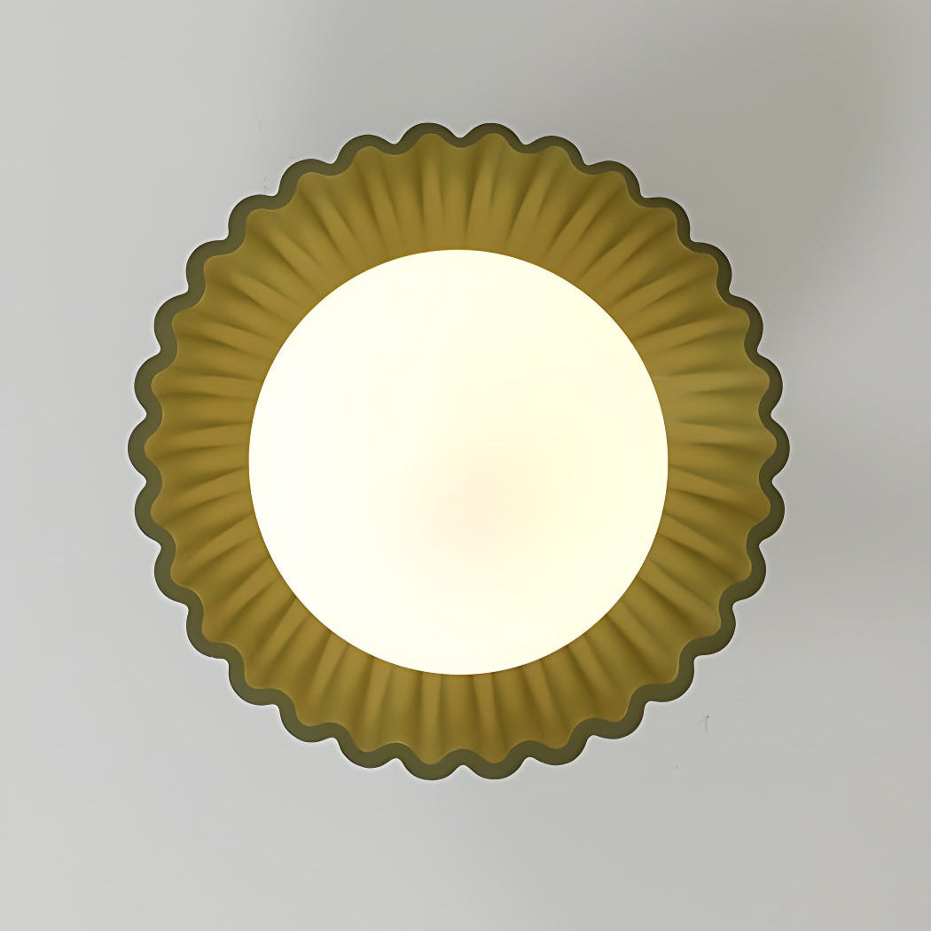 Modern Cream Alien Ceiling Light -  Flower Bud Stained Glass Flush Light