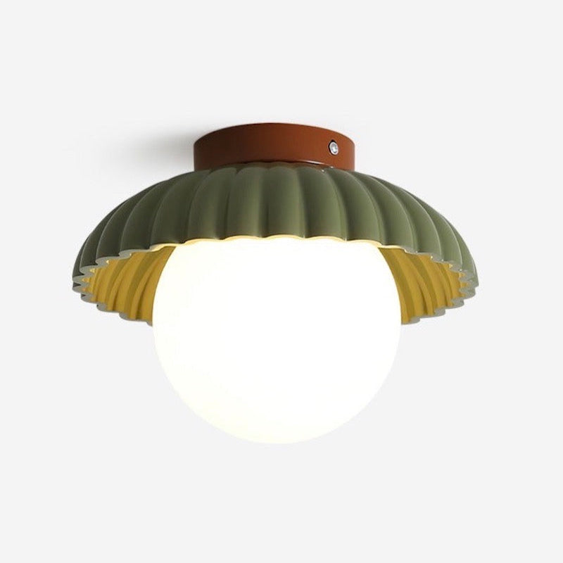 Modern Cream Alien Ceiling Light -  Flower Bud Stained Glass Flush Light