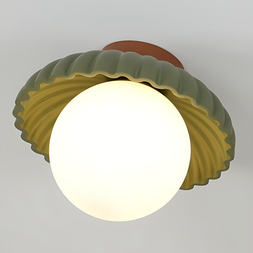 Modern Cream Alien Ceiling Light -  Flower Bud Stained Glass Flush Light