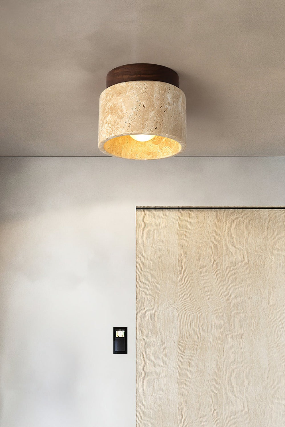 Cylindrical Travertine Wooden Ceiling Lights